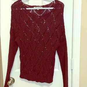 Burgundy sweater with see through detail sz med
